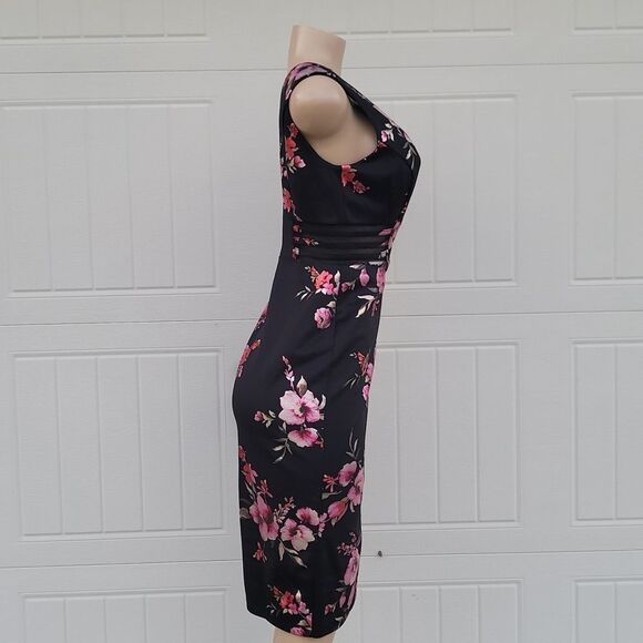 BRAND NEW ALEXA B ROUND NECKLINE SLEEVELESS SHEATH FLORAL EMBROIDERED DRESS - Picture 7 of 13